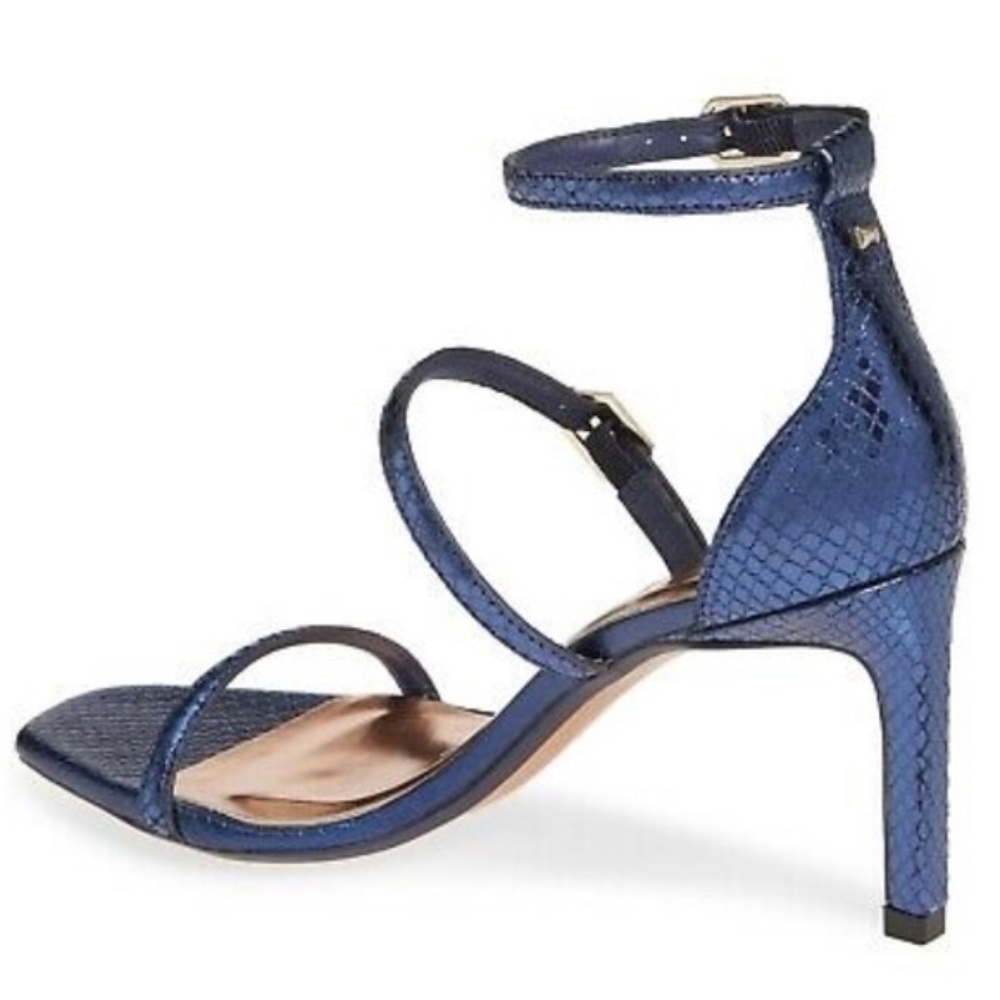 Ted Baker Triam Blue Snake Ankle Strap Heel Sandal Leather Fashion Pumps Shoes - Picture 3 of 11